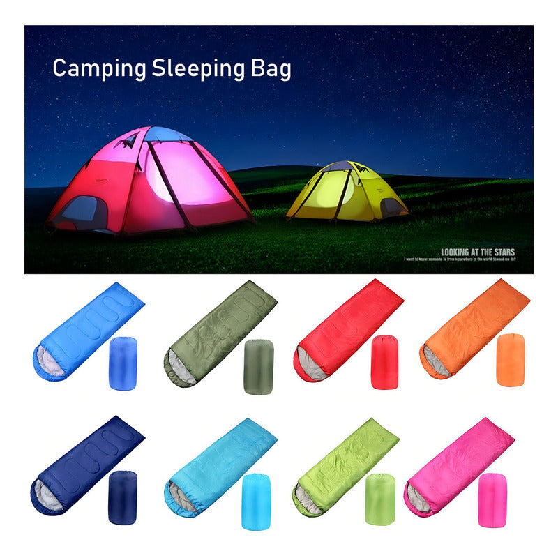 Saco De Dormir Camping Gorro Playa Cabaña Algodón 950g Color Azul Derecho