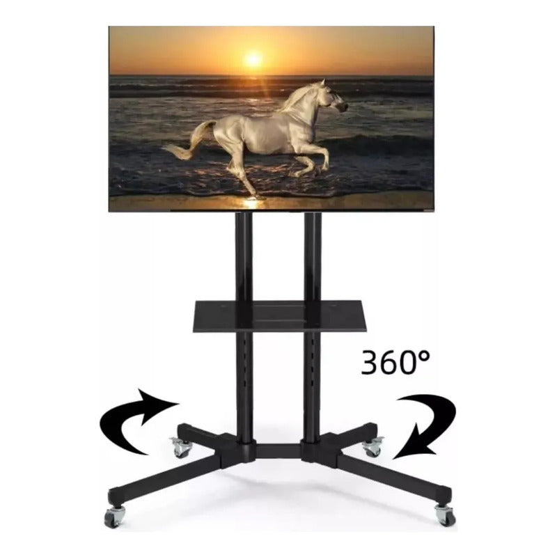 Soporte Tv 32  A 70  Pedestal Soporte Stand Movil Con Ruedas Negro