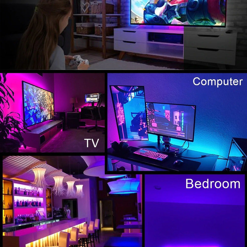 Cinta Tira Led Para Tv, Pc, Habitación Usb 5050 Rbg 2mts Rgb