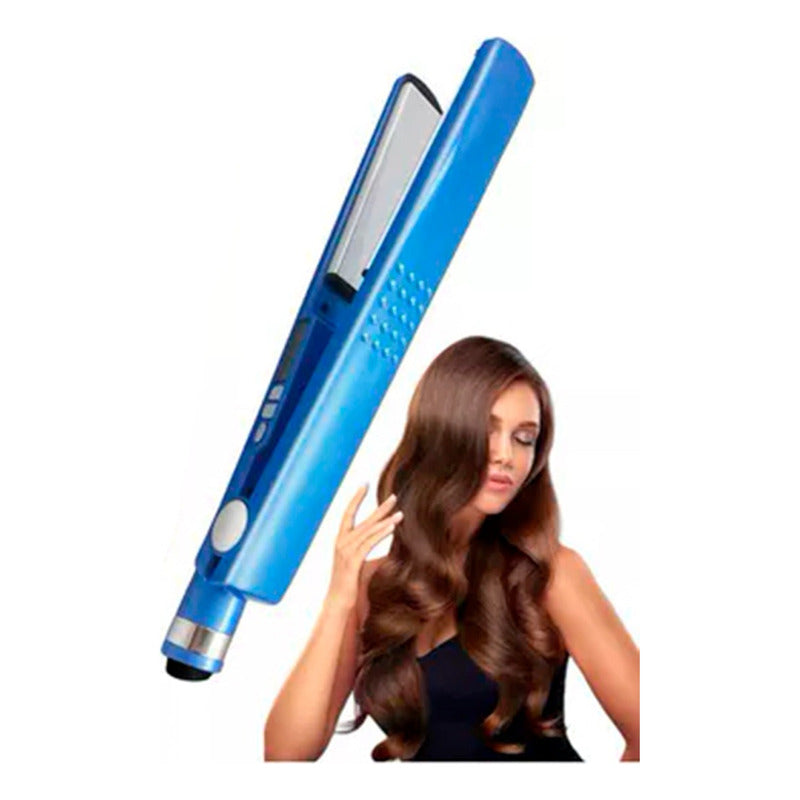 Plancha Para Cabello Alisar Alisado Pelo Nano  Azul