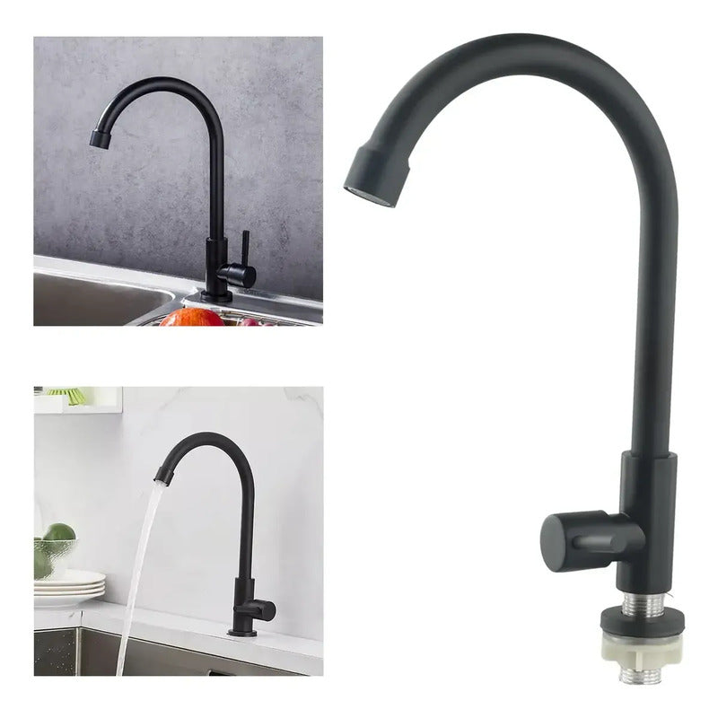 Llave Monomando Lavaplatos Agua Fría Torneira Baño Lavadero Negro Mate