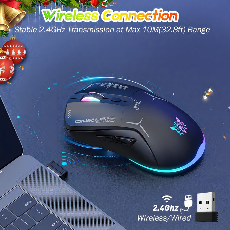 Mouse Gamer Inalámbrico Onikuma Cw917 Black Negro