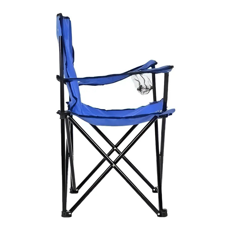 Silla Plegable Camping Playa Picnic Con Porta Vasos Color Varios Azul