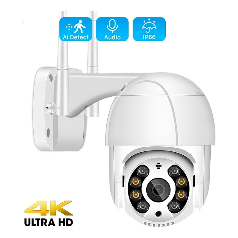 Cámara De Seguridad Domo Exterior Wifi Jortan 360° Full Hd Ip66 Blanco