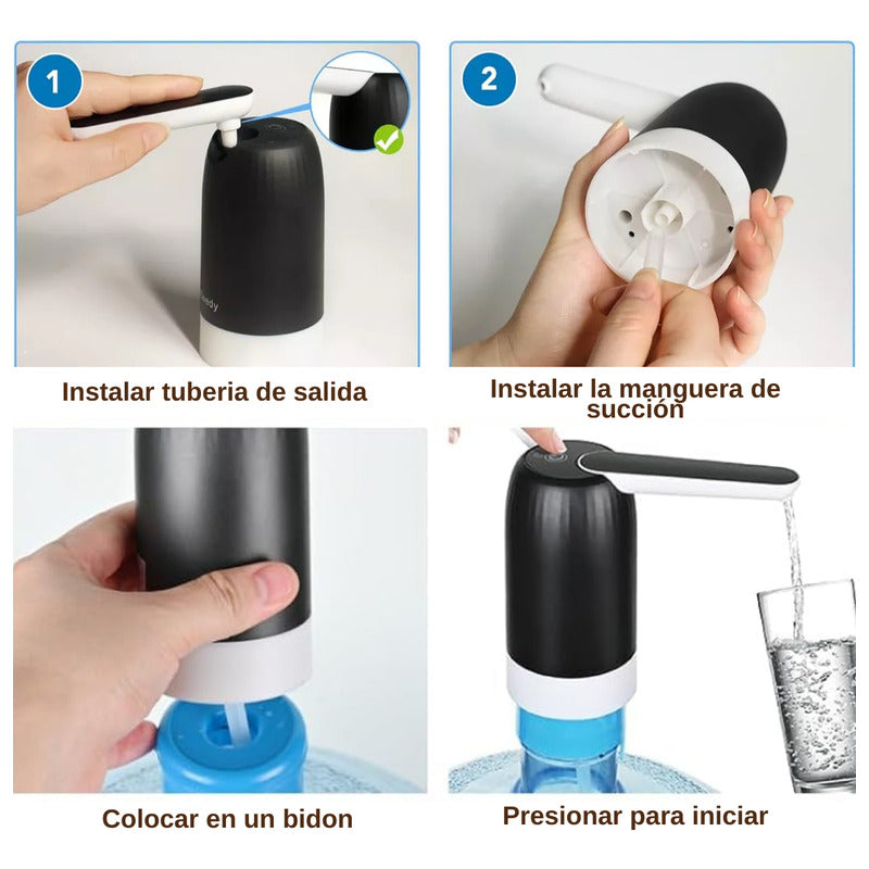 Dispenser Agua Automatico Plegable Bomba Bidon Portatil Color Negro