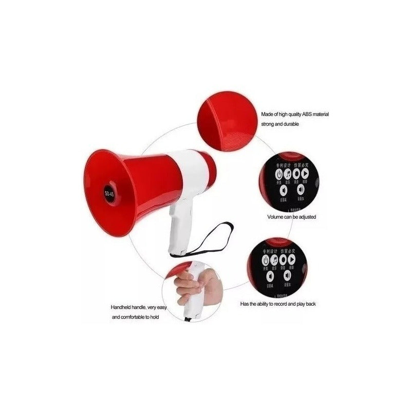 Megáfono 20w Dinámico De Mano Recargable
