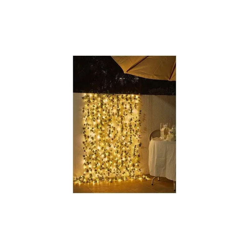 Envio Gratis Pack X2 Luces De Hojas Cortina Navidad Boda 2mt Cálida