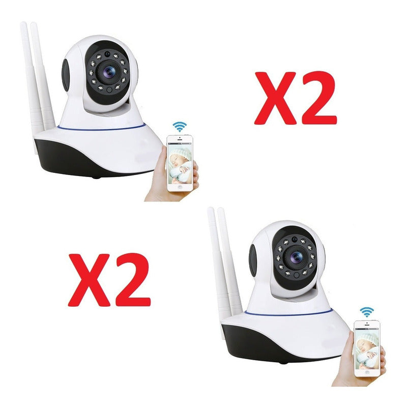 Camaras Ip Pack X2 Wifi Hd Vision Nocturna 360° Blanco