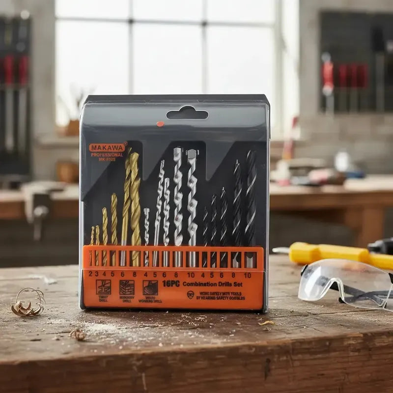 Juego Brocas 16 Piezas Para Metal Madera Concreto Pared