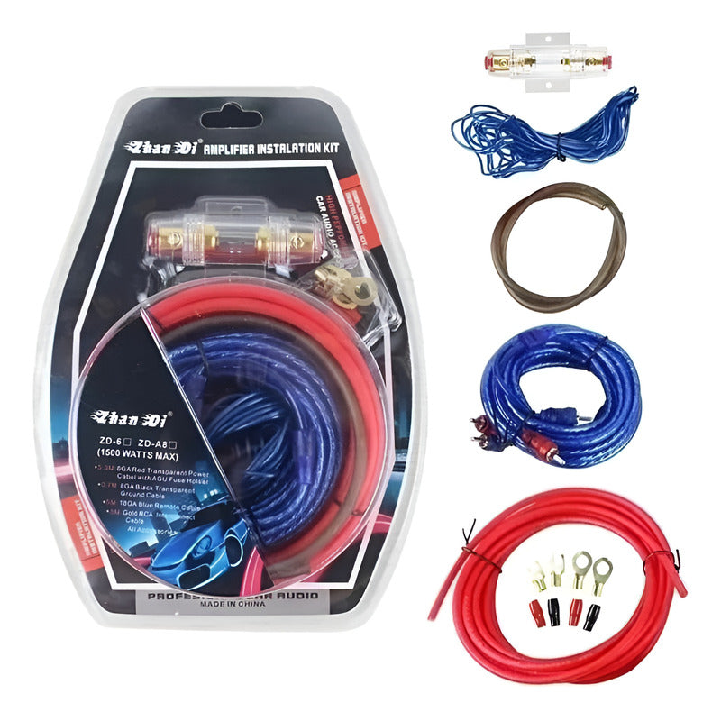 Kit Cables Para Amplificador Betensh 1500 Watts Subwoofer Rc