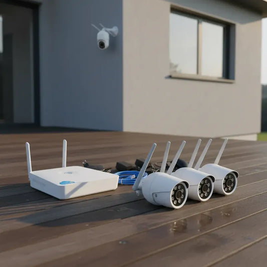 Kit De Dvr Con 4 Camaras De Seguridad Inalámbricas Con Wifi Blanco