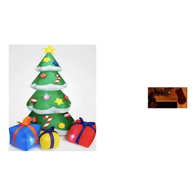 Kit Navidad: Árbol Inflable Verde 1,80 M + Escalera Viejito Pascuero Led Solar 1,60 M