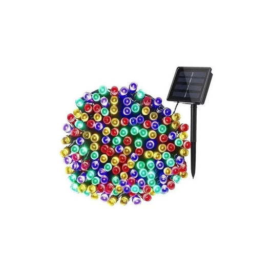 Luces Guirnalda Solar 100 Led Multicolor 10 Metros Multicolor