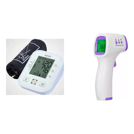 Kit Salud: Tensiómetro Digital Usb/batería Blanco + Pistola Térmica Infrarroja Digital