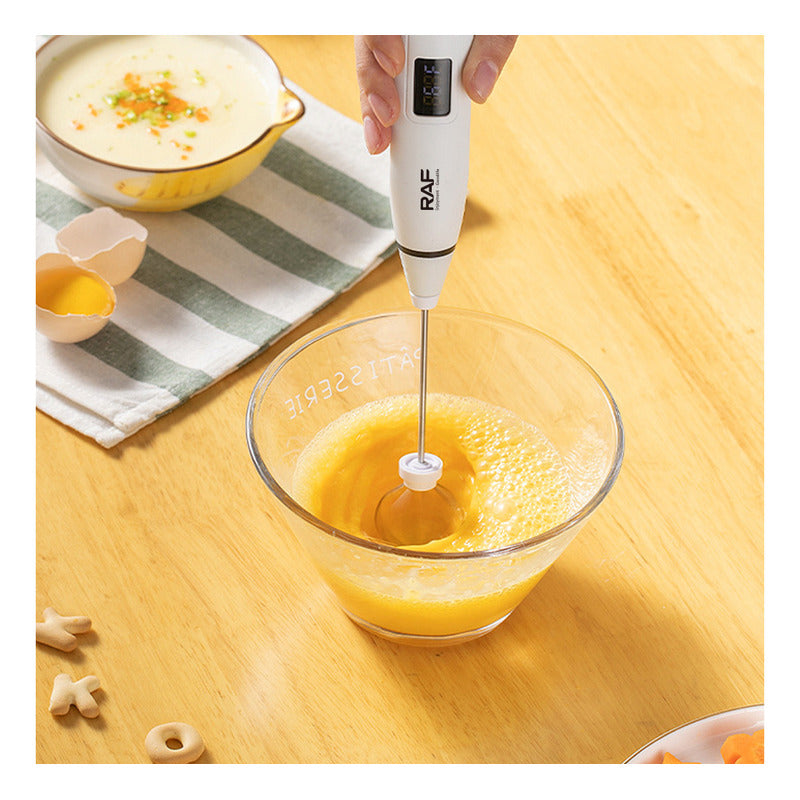 Batidora Electrica Espumador Recargable Raf 20w 3 En 1 Color Negro