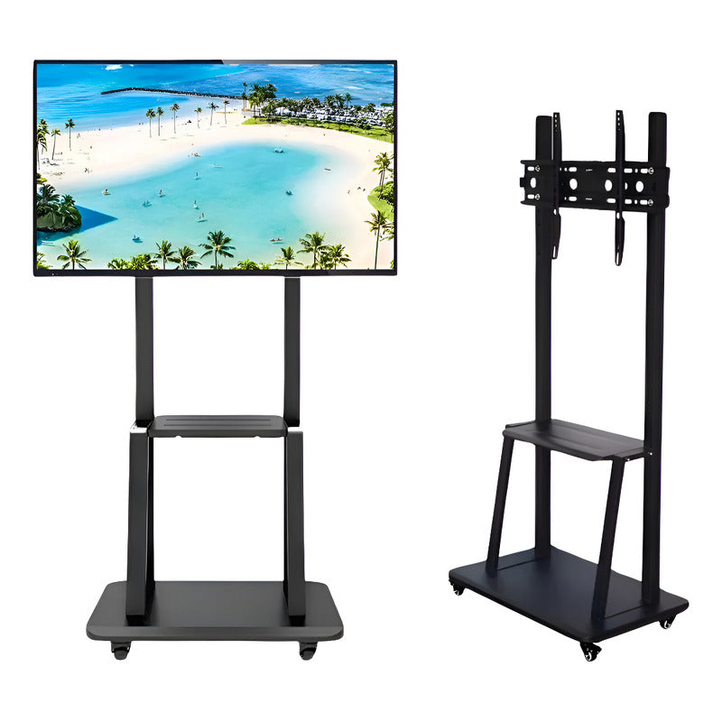 Soporte Tv Rack Movil Con Ruedas 32 A 55 Base Pedestal Stand Negro
