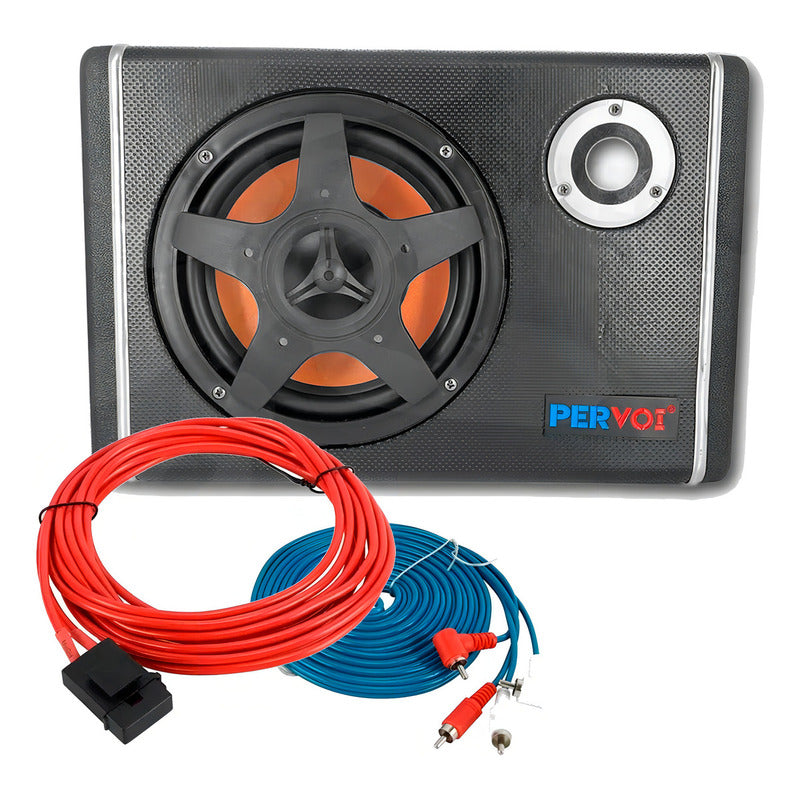 Subwoofer Amplificado Activo Kit Instalación Bajo Color Negro