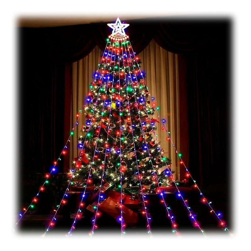 Luces Navidad Guirnalda + Control Cascada Arbol Luz 300 Led