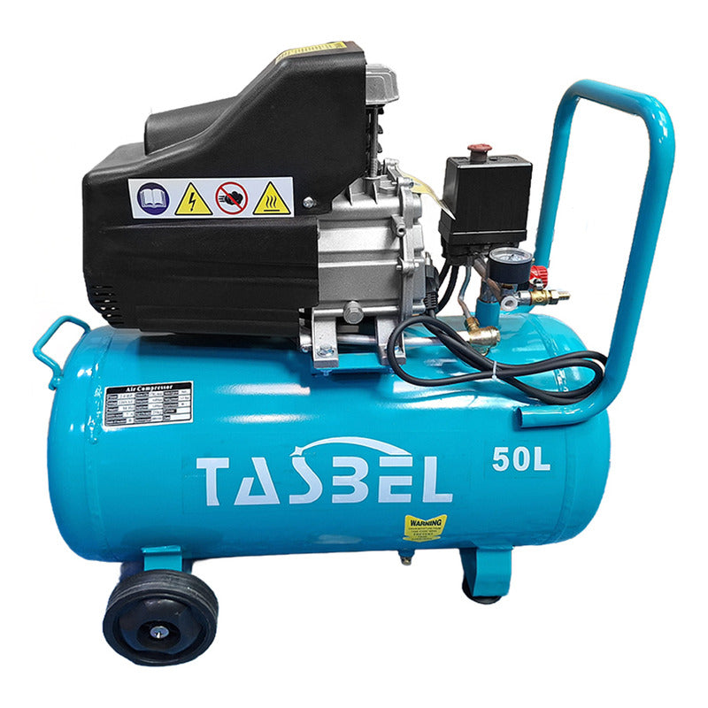 Compresor De Aire 50 Litros Con Acople Y Ruedas Turquesa 50 Monofásica