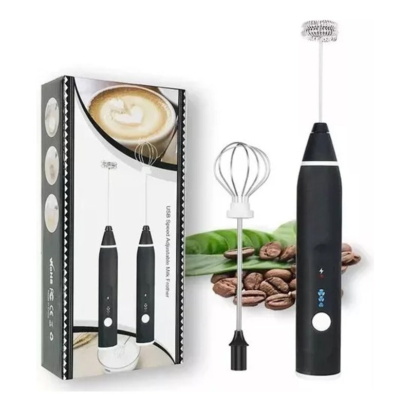 Batidor Eléctrico Recargable Portátil Espumador De Cocina Negro