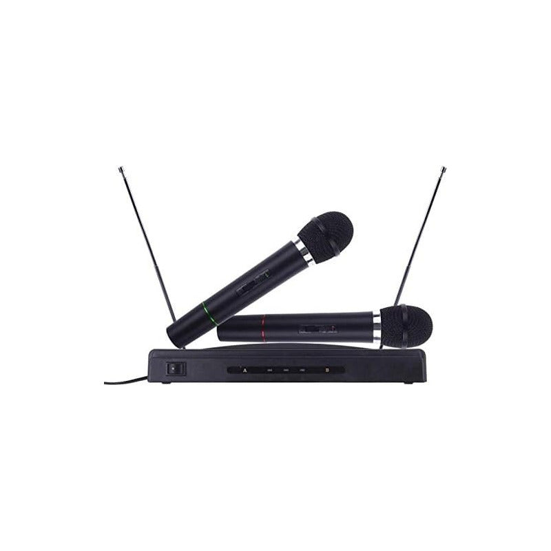 Kit 2 Micrófonos Inalámbricos Vhf Con Transmisor 10 Mts  Negro