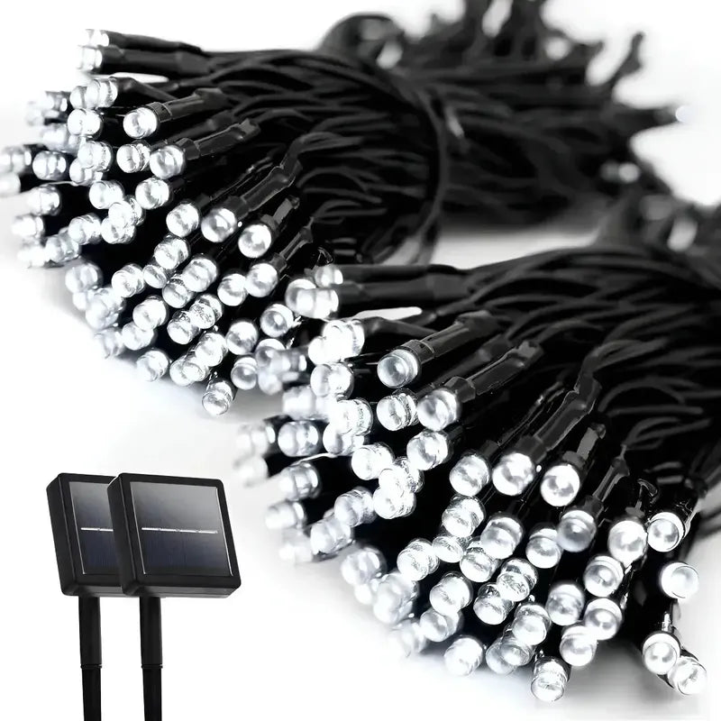 Luces Guirnalda Solar 100 Led Navidad 10 Metros Fria