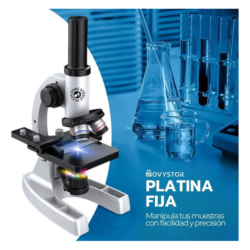 Microscopio Profesional 16000x Con Accesorios Un Lente Blanco
