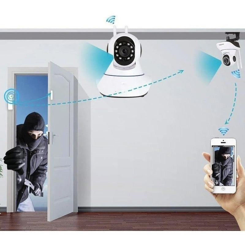 Cámara Seguridad Motorizada Visión Nocturna 360º Memoria Blanco