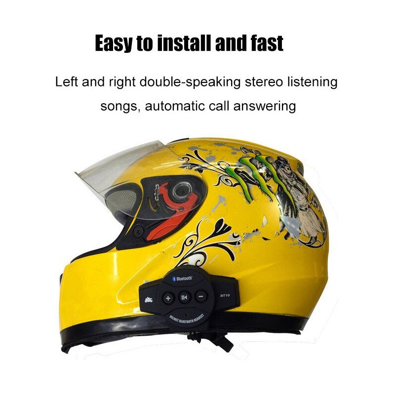 Audífonos Bluetooth Manos Libres Para Casco De Moto Color Ne