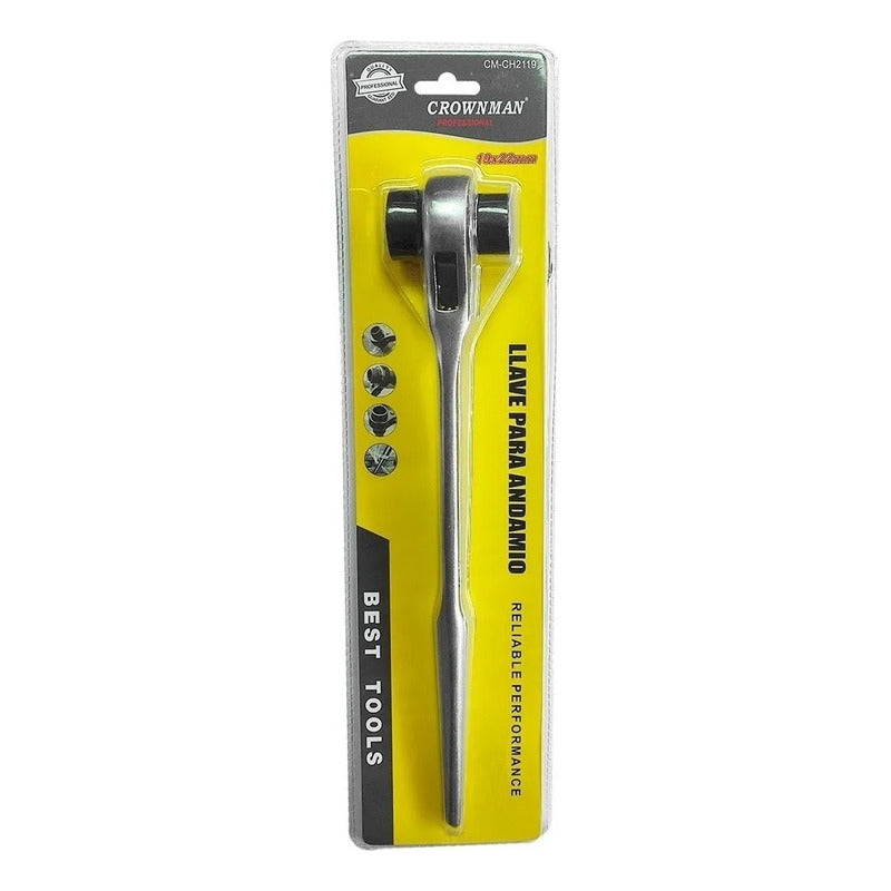 Llave Carraca Andamios Chicharra 19 Mm Y 22 Mm Profesional Color Gris