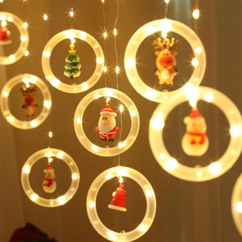 Cortina Guirnalda Led Aros Navidad Luz Decoración 3mts Usb