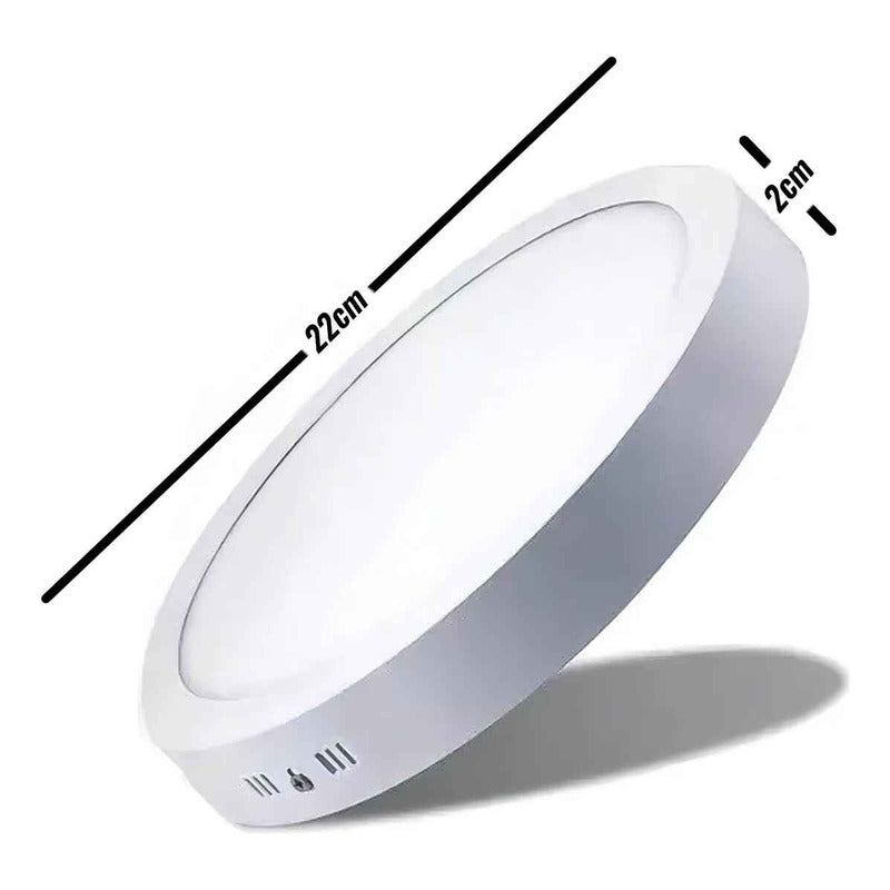 Pack X2 Panel Led Sobrepuesto 18w Foco Plafon Redondo Cuadra Redondo Calido