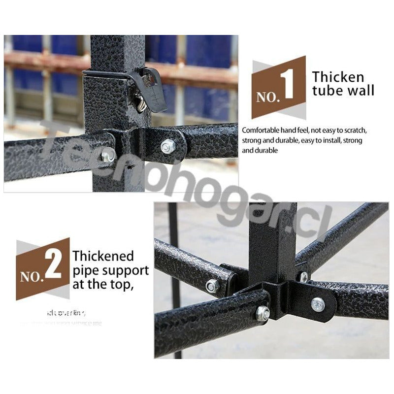 Toldo 3x3 Plegable Metálico Inoxidable Lona, Resiste Lluvia Azul