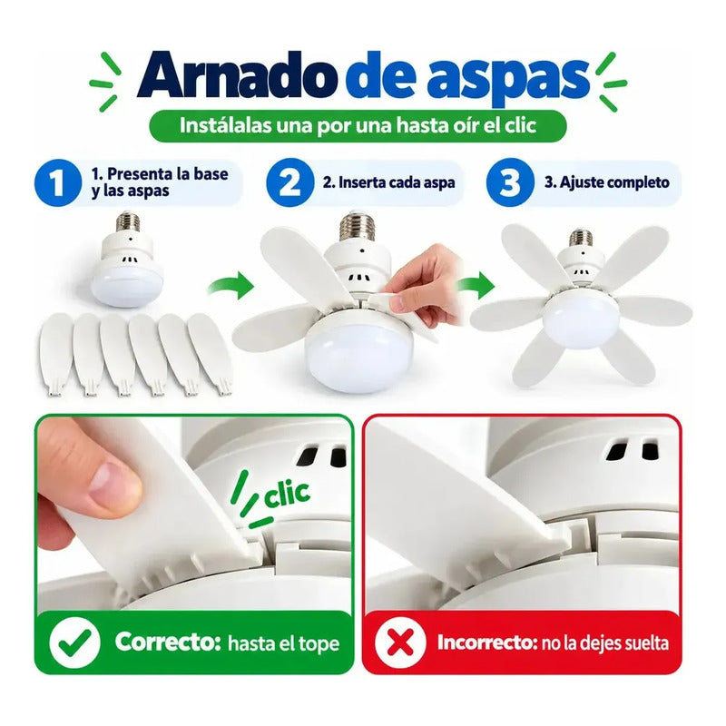 Ventilador Techo Luz Led 40w Eoland Control Remoto E27 Blanc 52 Cm Blanco 6