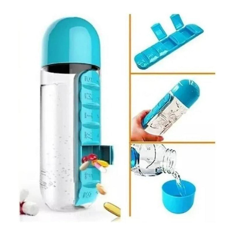 Pastillero 2 En 1 Botella 600ml Organizador Semanal Vitamina