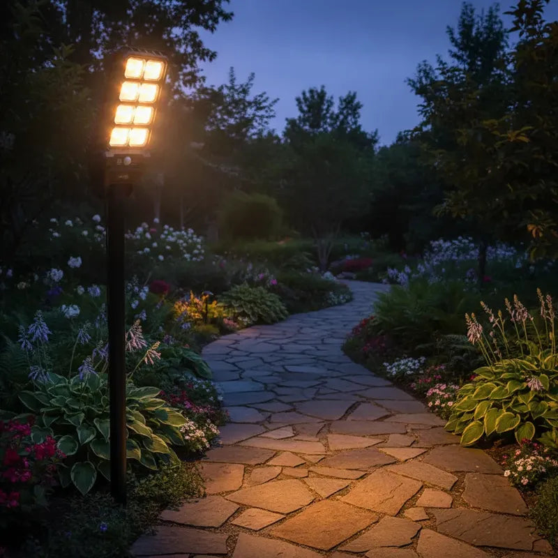 Foco Solar 800w + Soporte Y Sensor Luminaria Para Exterior Negro Blanco Frío