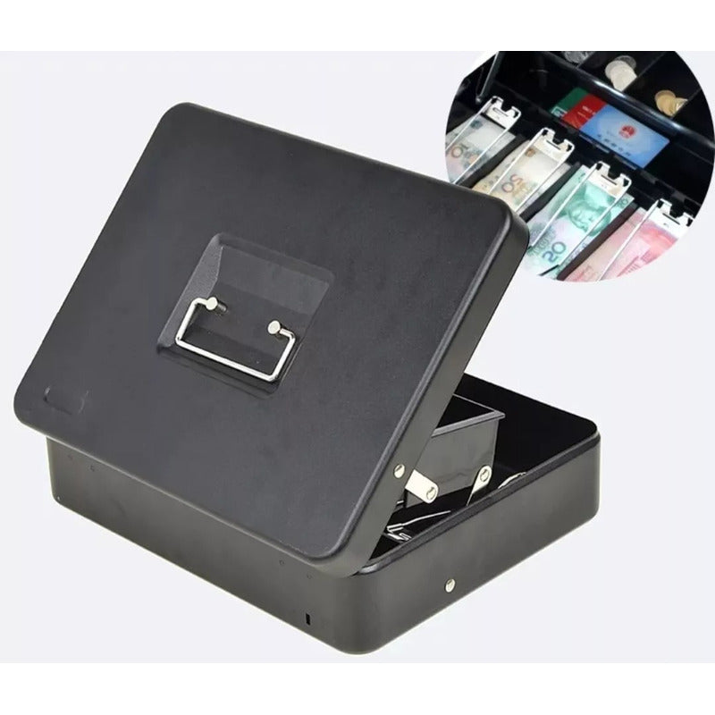 Caja Organizadora Dinero Con Llave De Seguridad Color Negro