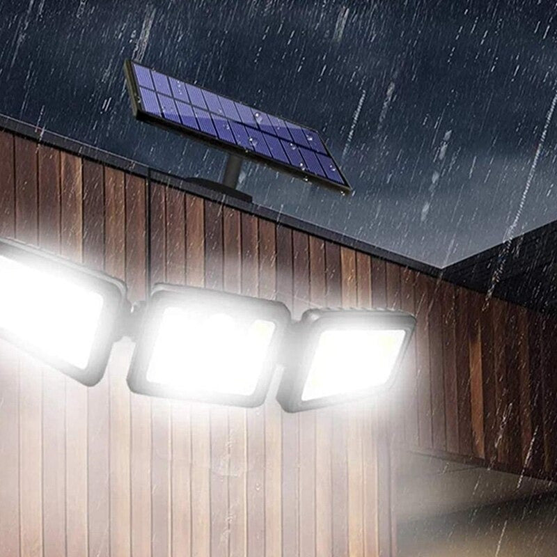 Foco Led Solar 3 Cabezas Giratorias Lupa Amplificada Sensor