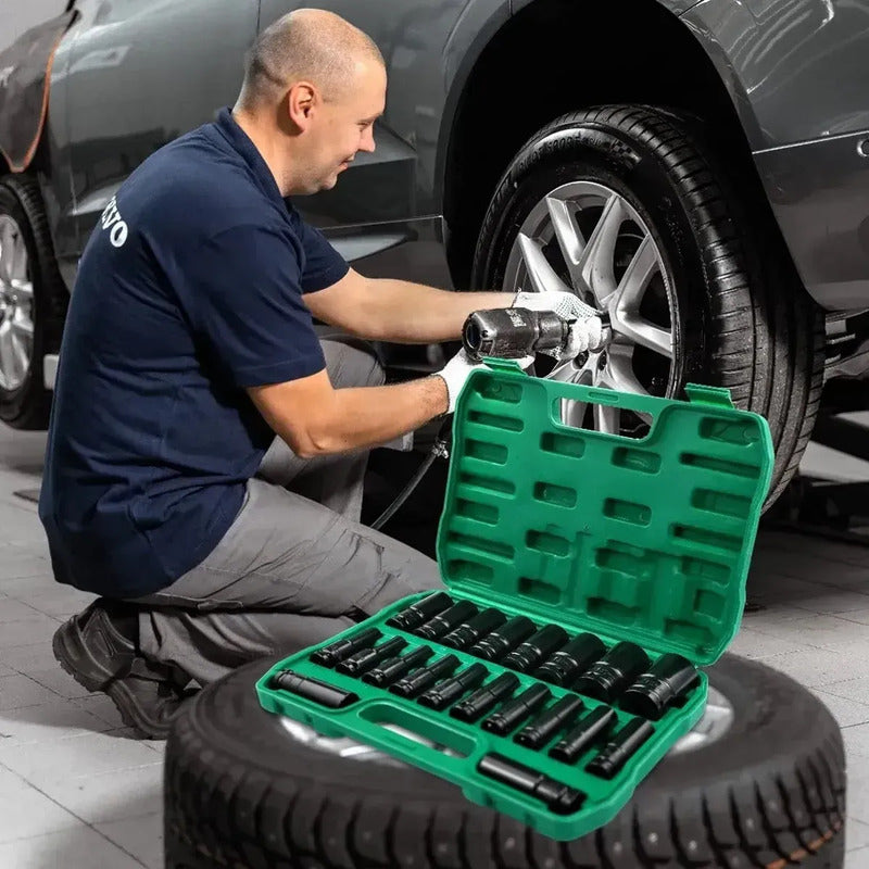 Set 20 Dados De Impacto De 1/2 Para Mecánica 8mm Hasta 32mm Negro