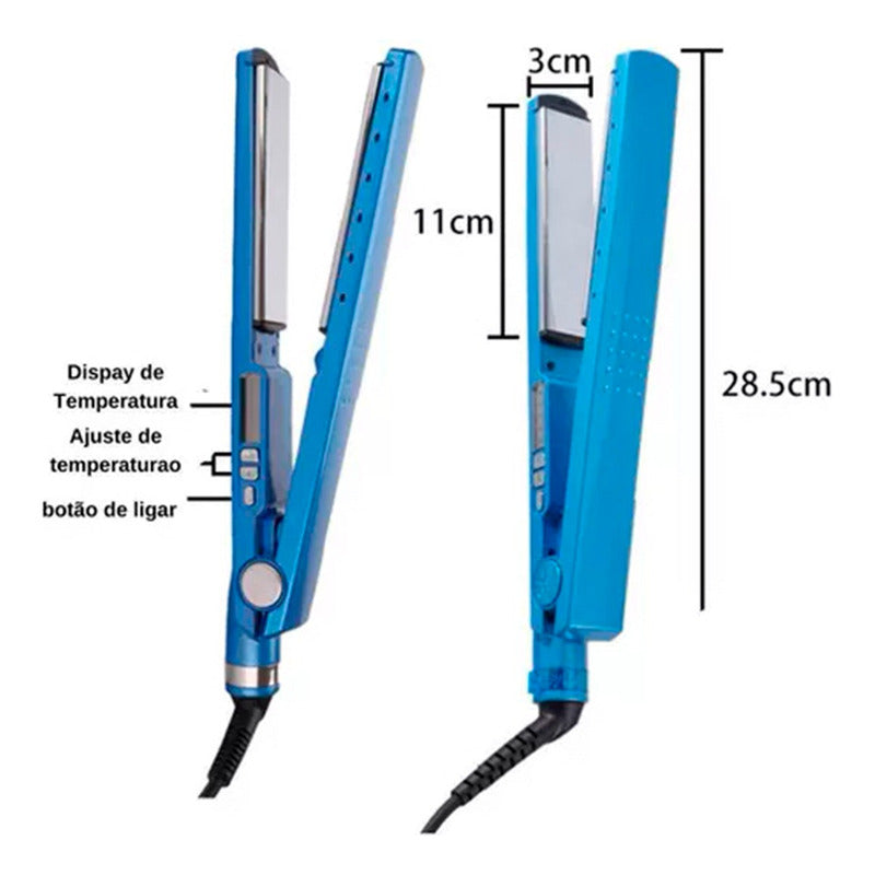 Plancha Para Cabello Alisar Alisado Pelo Nano  Azul