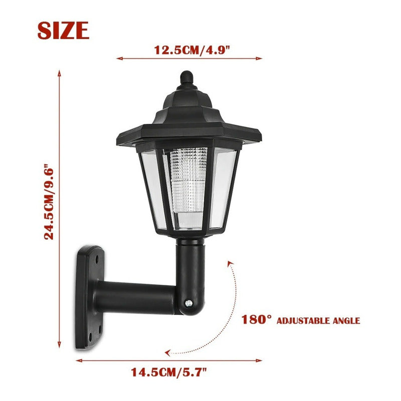 Pack X2 Farol Solar Retro Exterior Luz Led Jardin Antiguo Negro