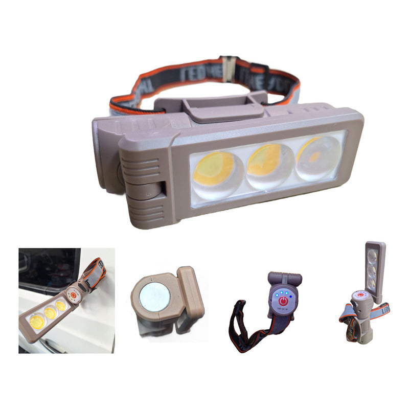 Linterna Minera Recargable 3 Luces Resistente A La Lluvia