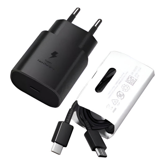 Cargador Carga Rápida Con Cable Tipo C Compatible Sam Negro