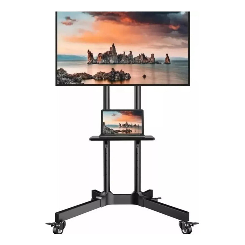 Soporte Tv 32  A 70  Pedestal Soporte Stand Movil Con Ruedas Negro