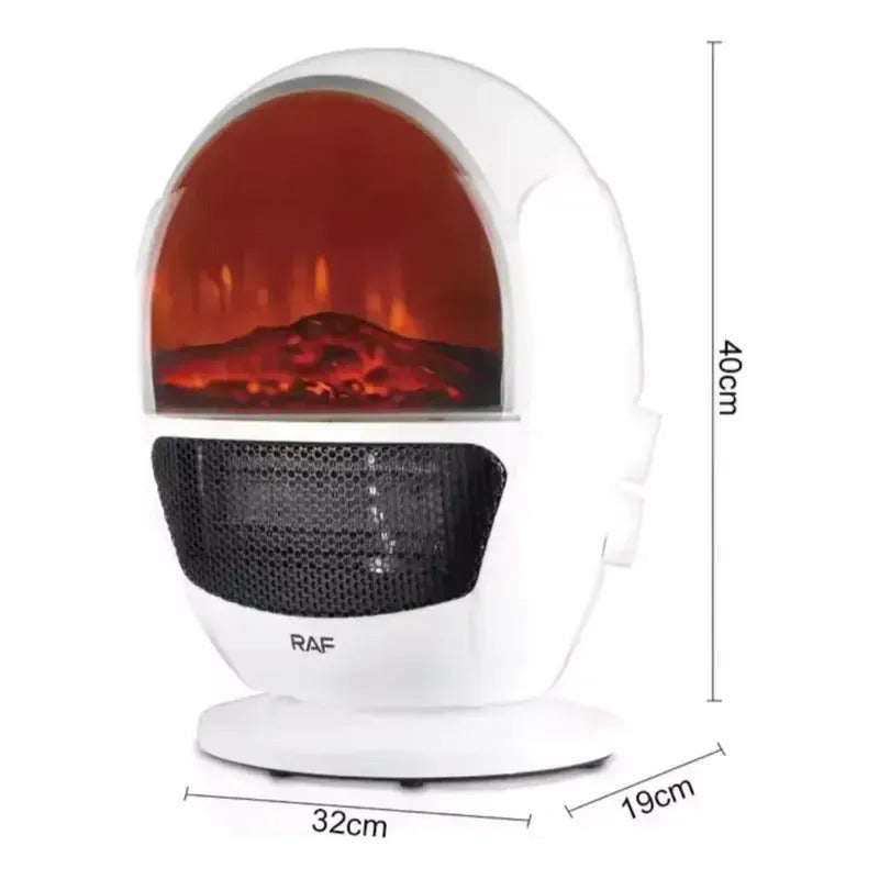 Calefactor Portátil Raf Tipo Chimenea Blanco 1500w Con Llama Blanco