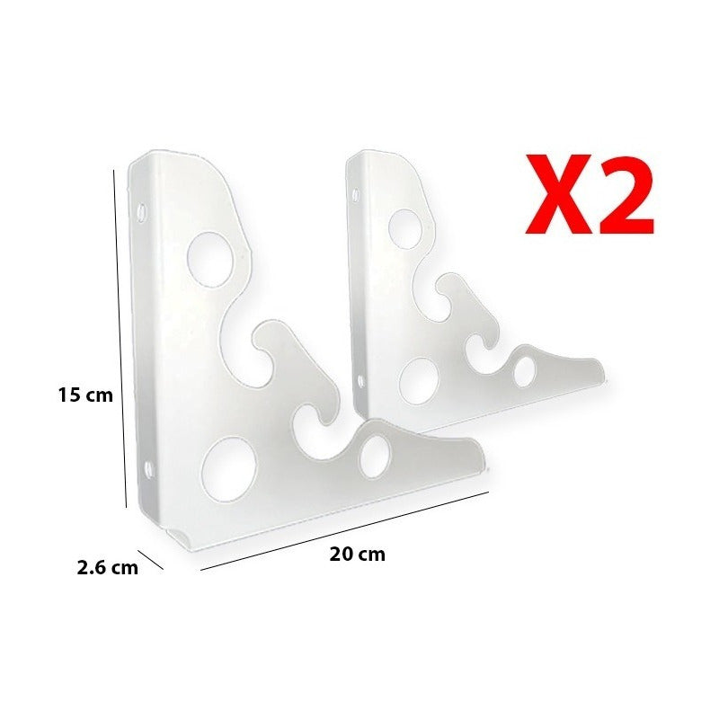 2 Soportes Ángulos Triangulares De Metal Resistente Colgador Blanco