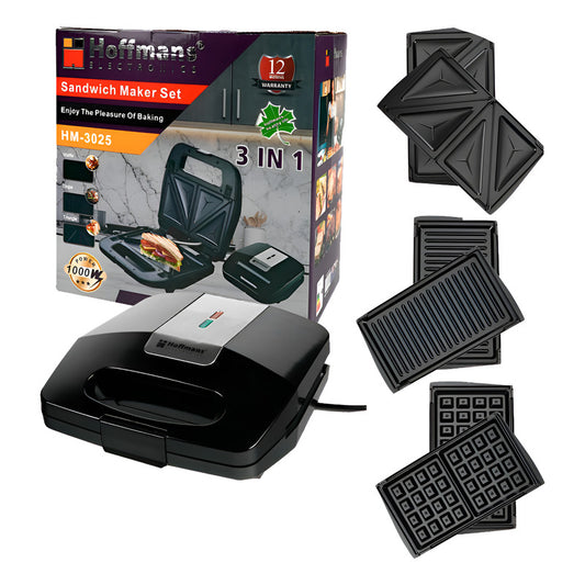 Wafflera 3 En 1 Genérica Tostador Grill De Carne Teflon Gris Oscuro