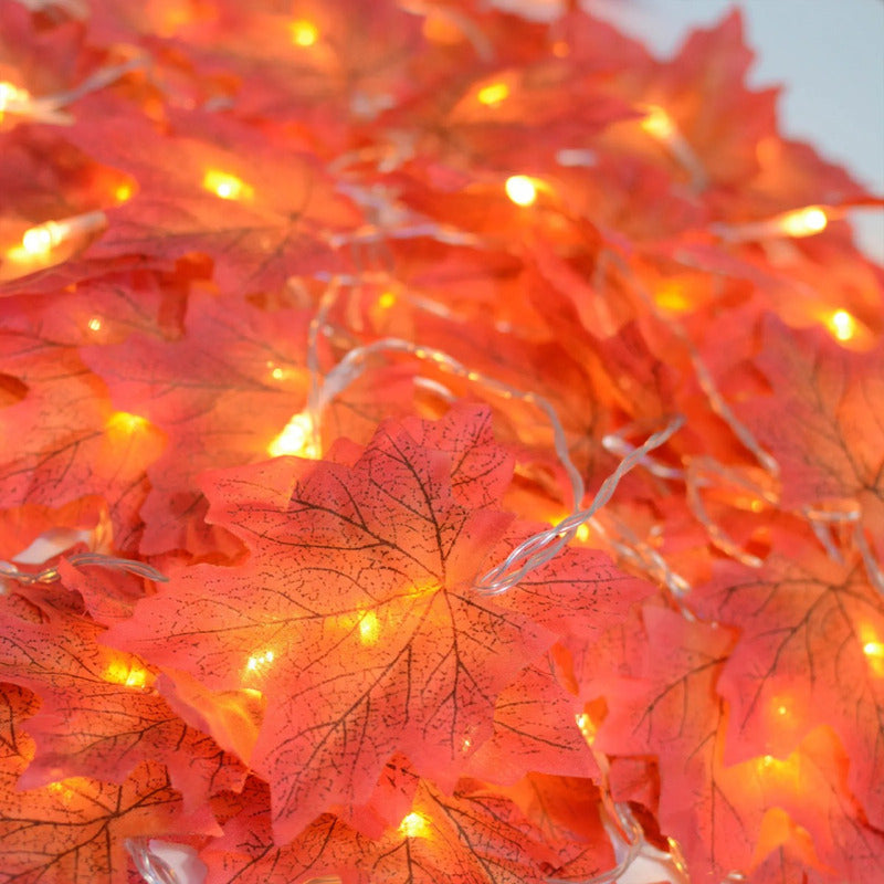 Luces Solar Guirnalda Hoja 30 Led Led Luz Cálida Navidad Cálida