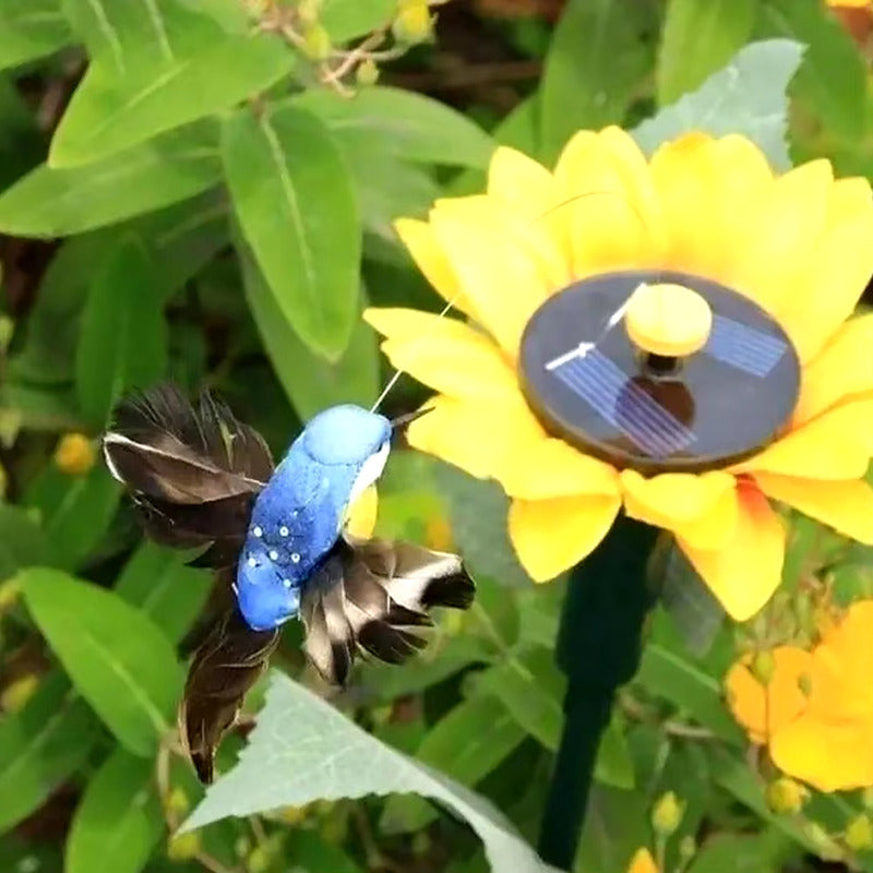 Picaflor En Girasol Estaca Solar Giratoria Colibrí Jardin