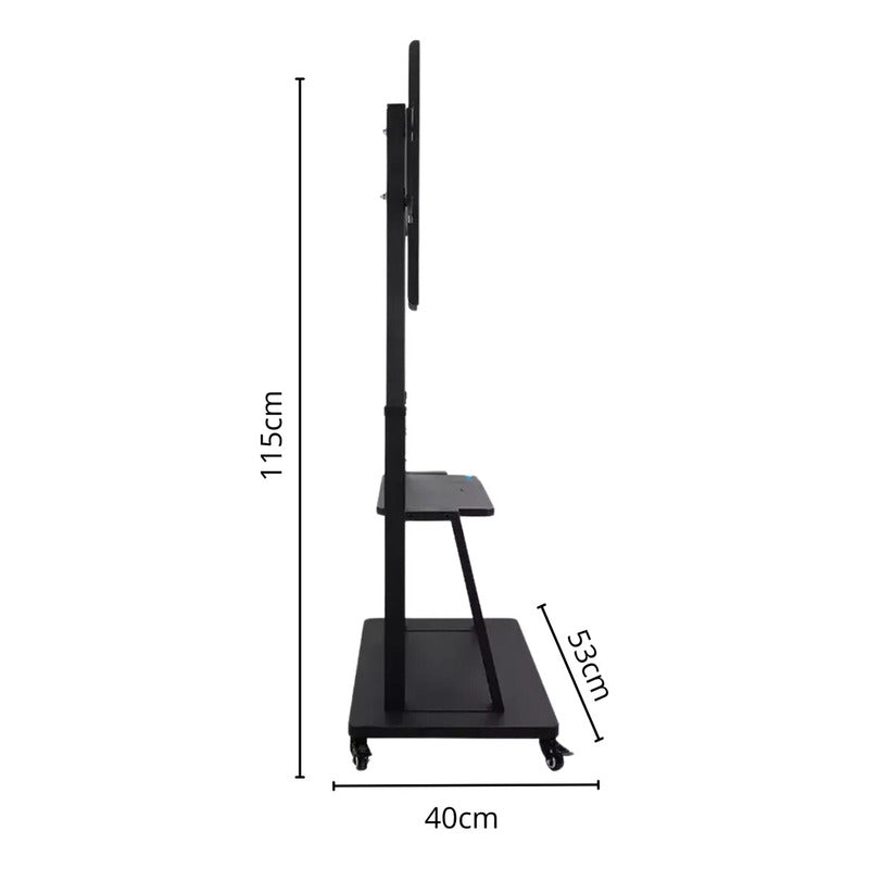 Soporte Tv Rack Movil Con Ruedas 32 A 55 Base Pedestal Stand Negro